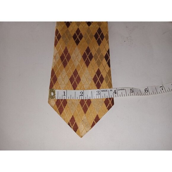 JOS A BANK 100% Silk Tie Men's Gold  Brown Made In Italy Necktie - Picture 6 of 8